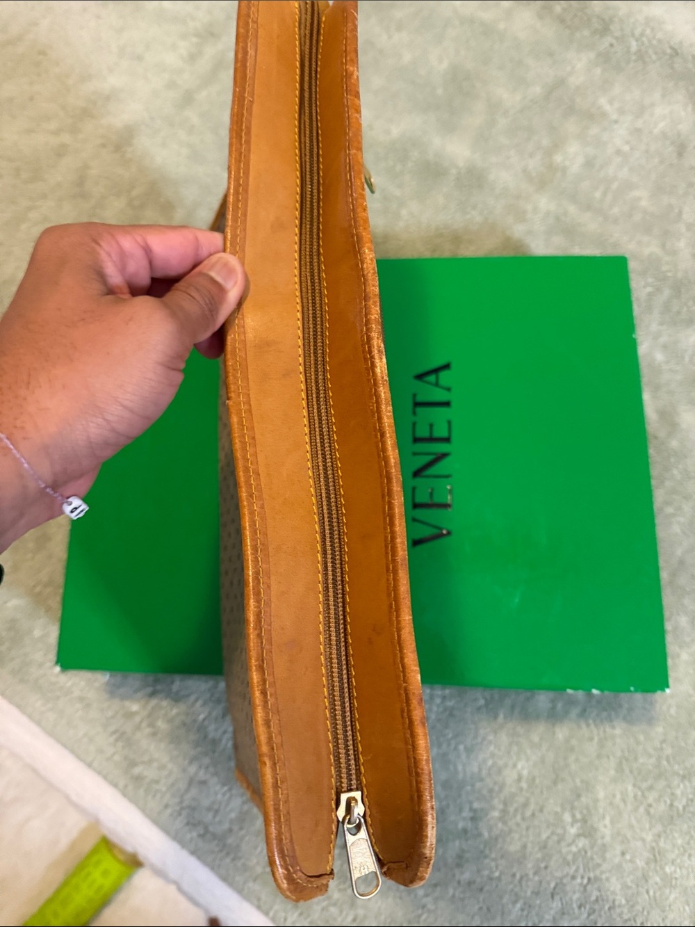 ELIANA FIRENZE Brown Canvas Travel Pouch with Tan Trim - Picture 5 of 8